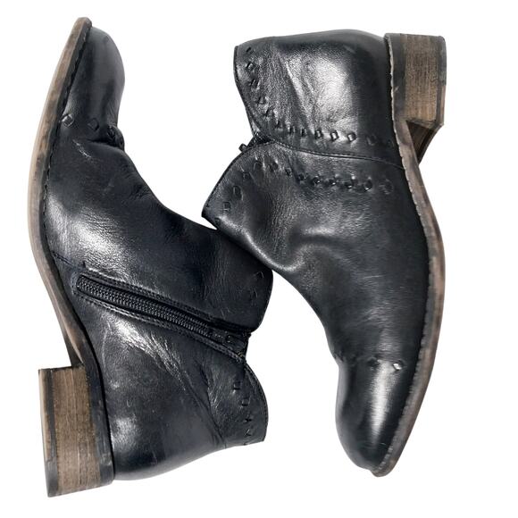 SKECHERS! BLACK GENUINE LEATHER "RIBBON THREADED" MEMORY FOAM BOOTS! SZ 8.5M - Picture 6 of 10